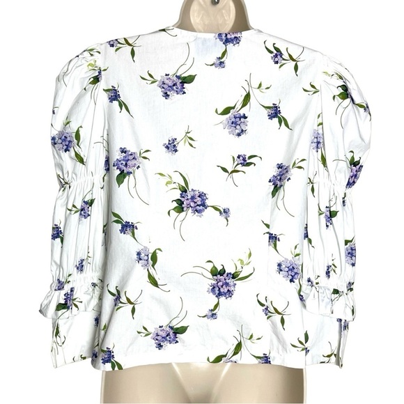 Les Reveries Elizabeth Shirt In Lavender Hydrangea White M Puff Sleeves Prairie - Picture 6 of 11